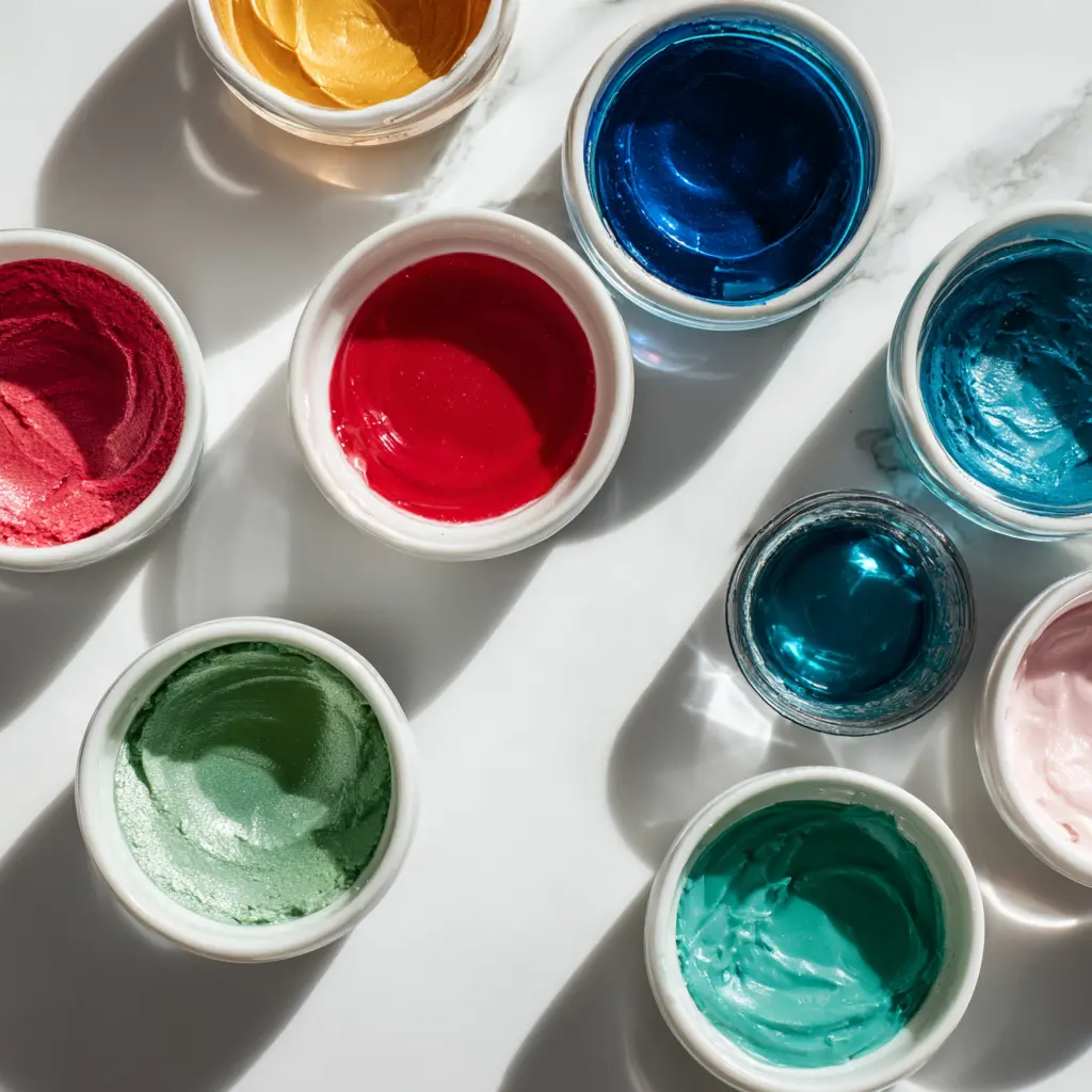 Kolorowe barwniki spożywcze w miseczkach – porady, jak używać naturalnych kolorów w kuchni